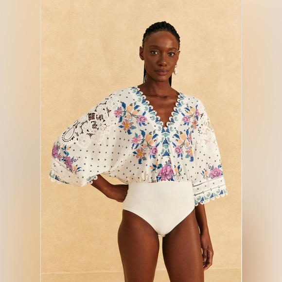 Farm Rio Off-White Romantic Bandanas Bodysuit - Picture 2 of 9